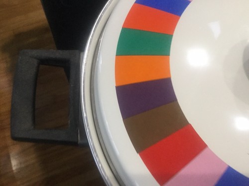 Vintage Retro 1970's Mod Circle Of colors Enamel 11” Skillet CasseroLe with Lid - Picture 7 of 7