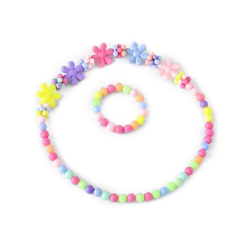 Candy Color Girls Kids Flower Necklace Bracelet Children Jewelry Set Lovely - Picture 16 of 28