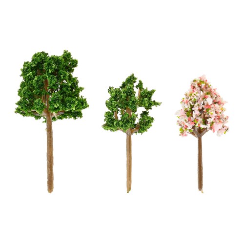 48Pcs Model Mixed Diorama Trees Miniature Diorama Railway Road Building Scenery - Picture 5 of 16