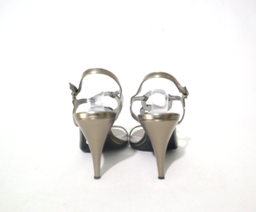 Calvin Klein Size 8 Womens Grey Metallic Open Toe Mule Straps Sandal Heels - Picture 4 of 6