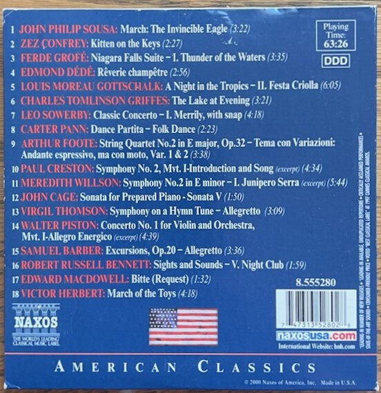 Naxos ~ Borders ~ American Classics ~ 18 Track Music CD ~ Very