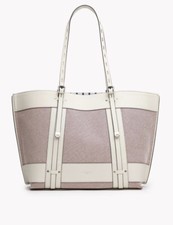 Rag & Bone Cow Leather/striped Canvas Adjustable Straps Field Tote Bag $475 New