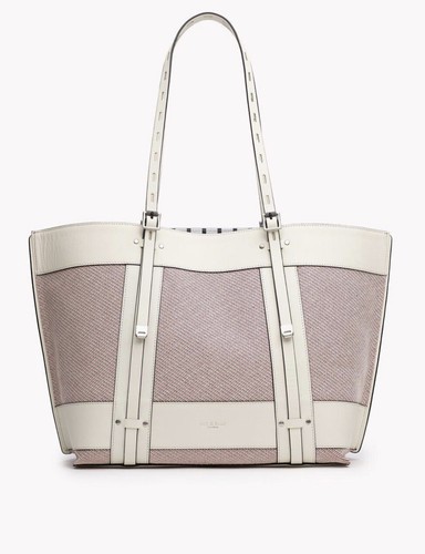 Rag & Bone Cow Leather/Striped Canvas Adjustable Straps Field Tote Bag $475 NEW - Picture 1 of 12