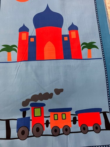 Childs Islamic Prayer Mat (19 in X 39 inch) Train Blue - Picture 2 of 2