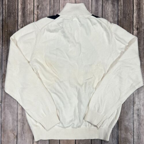 Brooks Brothers Argyle Diamond Quarter Zip Sweater Knit Pullover Medium White - Picture 2 of 6