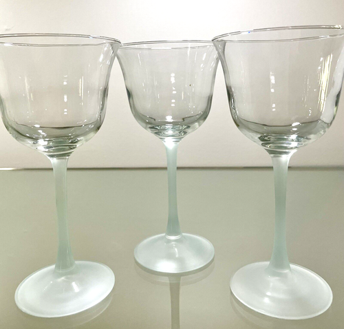 Cristal D'Arques-Durand Tahiti Blown Crystal Glasses Frosted Green Stem Set of 3 - Picture 1 of 7