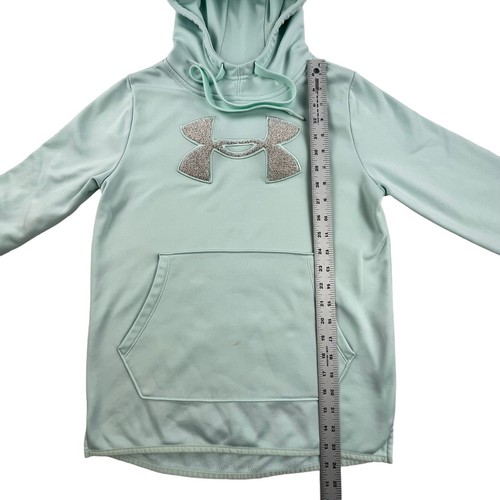 Under Armour Hoodie Sweatshirt Size XS Chest Logo Mint Green Drawstring Pockets - Picture 13 of 13