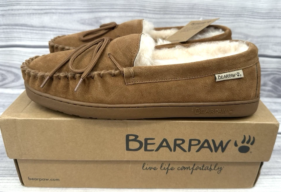 ZAPATILLAS DE GAMUZA ANCHAS BEARPAW MOC II PARA HOMBRE TALLA 11 ANCHAS NOGAL ¡NUEVAS EN CAJA!! Foto 2 de 4