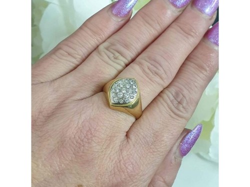 18Kt Yellow Gold - Diamond Unisex Ring - Size Q - Weighs 9.11 Grams-19 x 0.04 ct - Bild 2 von 5