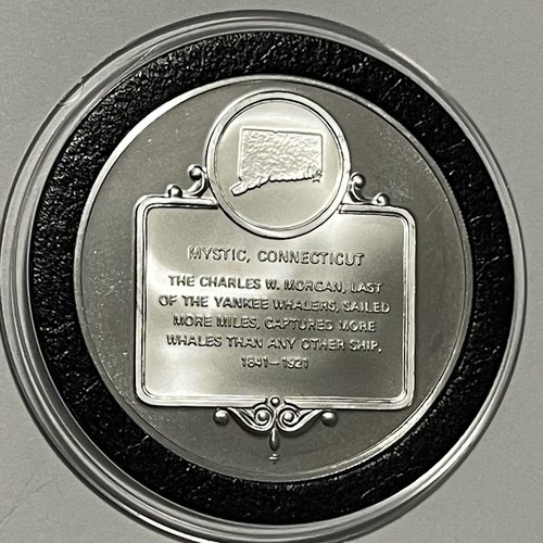1971 Mystic Seaport Connecticut Vintage RARE Proof Coin Sterling Silver Round - Picture 8 of 16