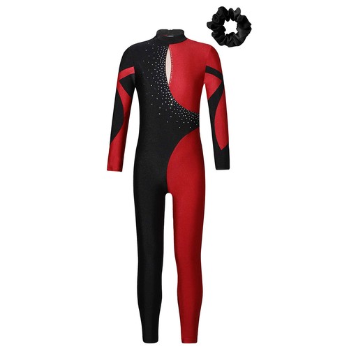 Kids Girls Catsuit Unitard Jumpsuit Sparkly Leotard With Hair Band Activewear - Picture 19 of 109