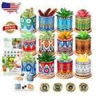 12 Pc Indoor Ceramic Succulent Planters with Drainage & Elegant Bamboo Trays