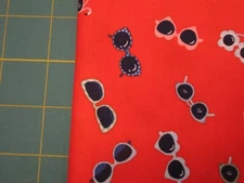 1 Fat Quarter New Cotton Fabric Bright Orange + Sunglasses Approx 21" x 18"