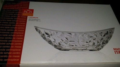 NEW RCR Home & Table Laurus Crystal Oval Bowl Centerpiece Made in Italy  - Picture 1 of 3