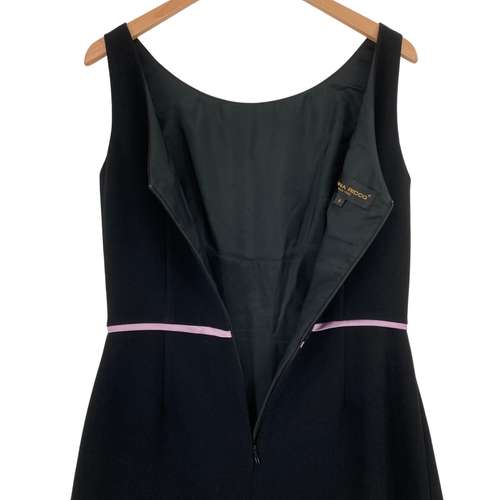 Donna Ricco Women's Black with Pink Sleeveless Back Zipper A-Line Dress Size 8 - Picture 11 of 12