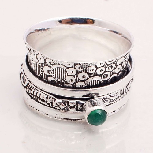 Green Onyx Gemstone Ethnic Handmade Jewelry Spinner Ring Size US 8.75 R-11453