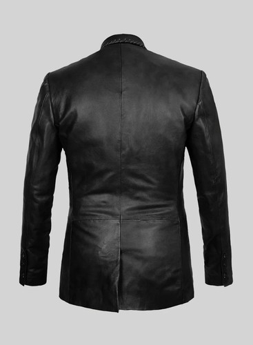 Men’s Genuine Lambskin Leather Blazer Quilted Two-Button Coat Gift for Him - Picture 6 of 24