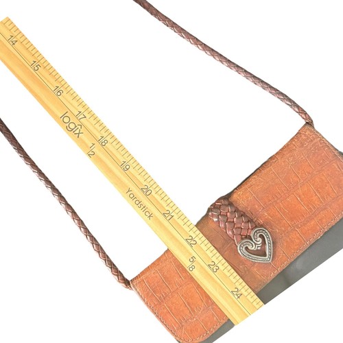 Vintage Brighton Umhängetasche Organizer Leder Herz Akzent braun schwarz geflochten - Bild 14 von 15