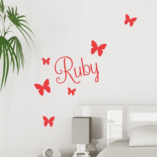Nombre Personalizado Mariposa Arte de Pared Personalizado Niñas Dormitorio Vinilo Niños Pegatina - Imagen 6 de 19