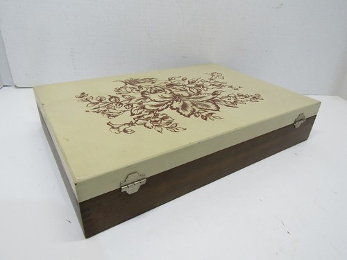 B-B-6 OLD WOOD-WOODEN SILVERWARE FLATWARE STORAGE BOX CHEST STORAGE  DOVETAIL  - Picture 3 of 3
