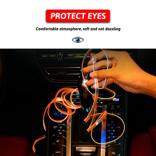 16FT Car Interior LED Neon Lights Decor Atmosphere El Wire String Lamp Orange 2M - Imagen 17 de 21