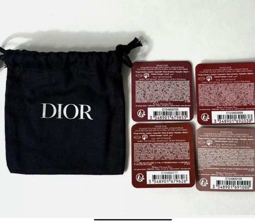 Dior Rouge Dior Iconic Lipstick Samples 4pcs X 0.3g + Dior Mini Pouch New - Picture 2 of 5