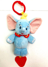 Disney Baby Blue Dumbo Infant Toy Crinkle Ears Teether Musical Clip Stroller 7"