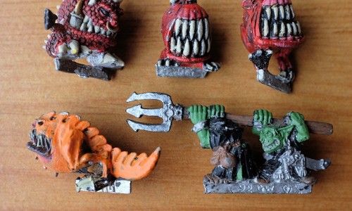 Night Goblin 4 Squigs + Goblin Herders Painted Warhammer Old World Citadel Metal - Picture 3 of 4