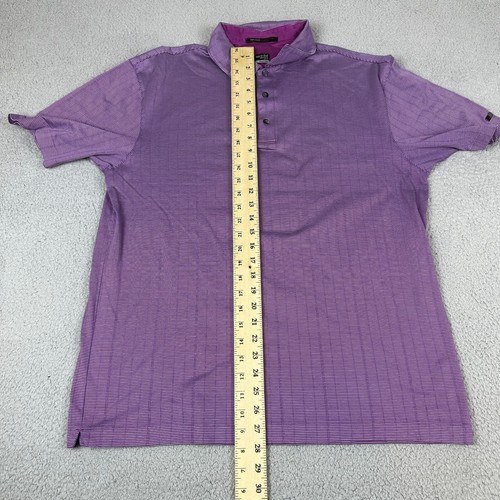 Nike Tiger Woods Polo Shirt Mens Large Purple Striped Dri-Fit Cotton Collared - Picture 4 of 6