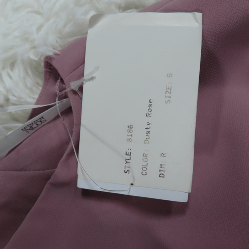 Social Bridesmaids 8186 Dusty Rose Sheer Crepe Off-The-Shoulder Dress Size 6 - Picture 9 of 12