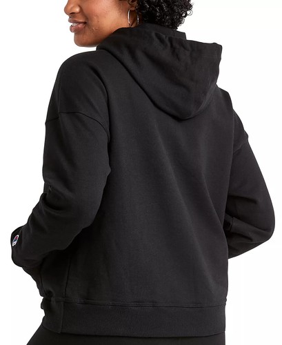 Champion Women's Hoodie S Black Kangaroo Pocket Logo Print Long Sleeve Pullover - Picture 2 of 7