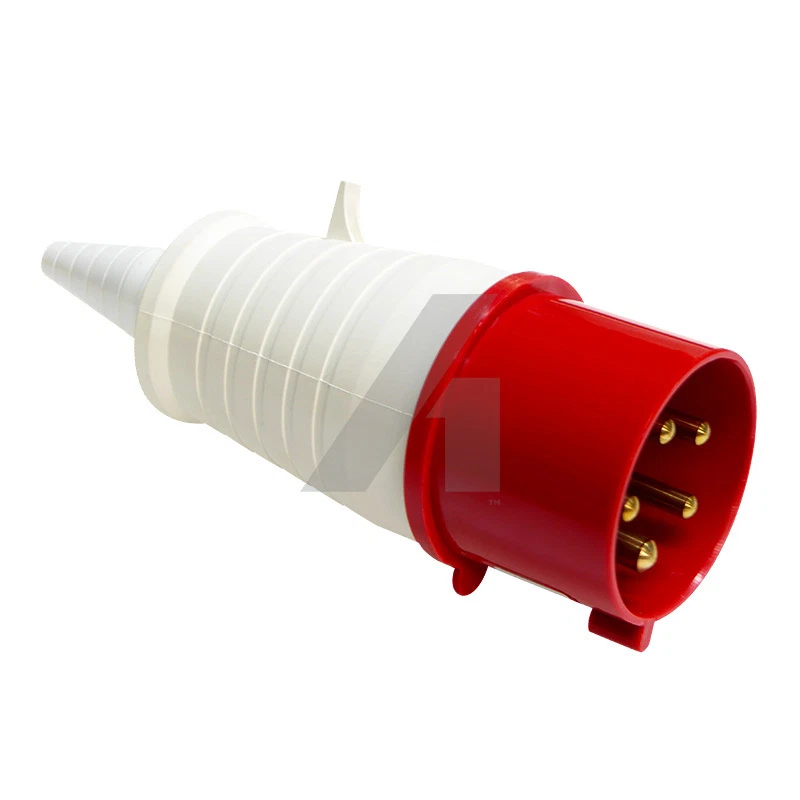 32 Amp 5 Pin Plug & Coupler Socket Waterproof IP44 3 Phase 415V 3P+N+E 32A Red - Image 2 of 4
