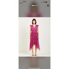 Womens Ulla Johnson CIEL Magenta Floral Flowy Silk Tank Asymmetrical Hem Dress 2