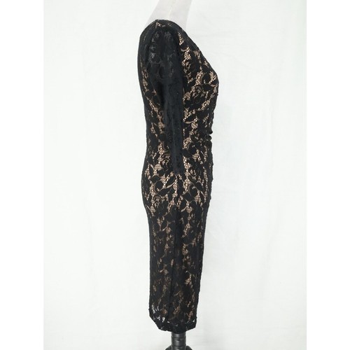 Joseph Ribkoff Dress Womens 8 Black Lace Floral Stretch Lined Bodycon Party - Picture 11 of 17