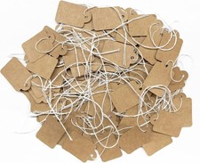 200Pcs Kraft Price Tags with String 1.38" × 0.87", Brown 