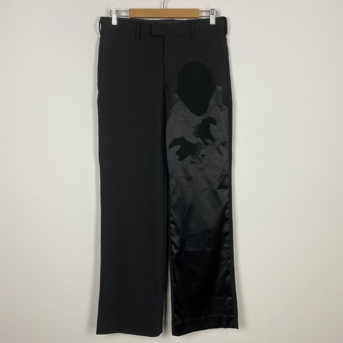 Undercover Mens- Patchwork Wool and Silk-Blend Trousers - Black Sz 3