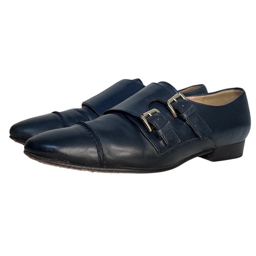 J. Zapatos Mocasines de Cuero Italiano Crew Collection Monk Correa Negro Talla 6.5 - Imagen 10 de 10
