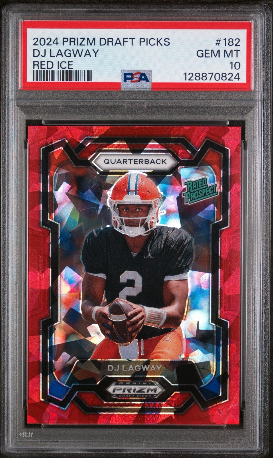 2024 Panini Prizm Draft Picks - DJ Lagway #182 Red Ice Prizm (RC) (PSA 10)