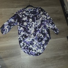 Apt 9 Womens Top Size Small Purple Floral Print Silky Blouse