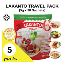 Lakanto Monk Fruit Sweetener (5 Packs) - Zero Sugar, Diabetic Friendly, Keto