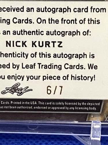 2024 NICK KURTZ AUTO /7 ROOKIE LEAF METAL PREVIEW LMP-NK1 - Picture 3 of 3