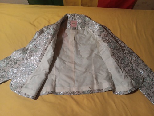 Old Navy Vintage 1994 Button Up Preppy Pleated Blazer Jacket - Beige Sz 8 - Picture 3 of 7