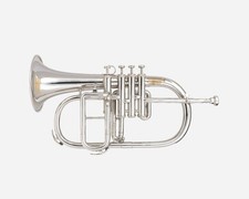 FlugelHorn silver Bb Flat 4 Valve With-Hard Case Mouthpiece NICE SOUND FLUGEL .