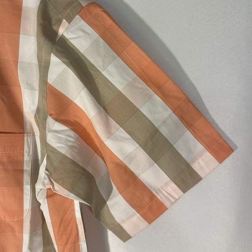 Daniel Cremieux Short Sleeve Button-Down Plaid Shirt Size L Orange White Tan - Picture 5 of 7