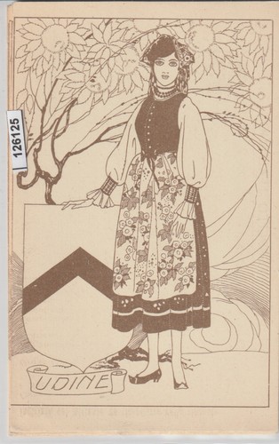 Postal Franchigia Regio Ejército Italiano Udine Chica En Traje MF126125 - Picture 1 of 2