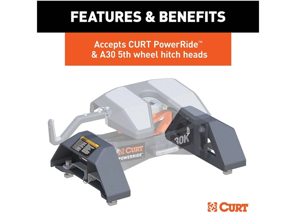 Curt Puck System 5th Wheel Adapter with Rails Fits Select Ram 2500, 3500 Foto 4 de 4