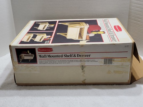 NEW VINTAGE ALMOND RUBBERMAID SHELF 17X12.5 W/SLIDE OUT DRAWER #2224 HOLDS 35LB - Picture 2 of 4
