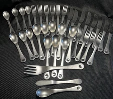 Vintage 36 Piece Set Of Robert Welch PENDULUM Dot Stainless Flatware