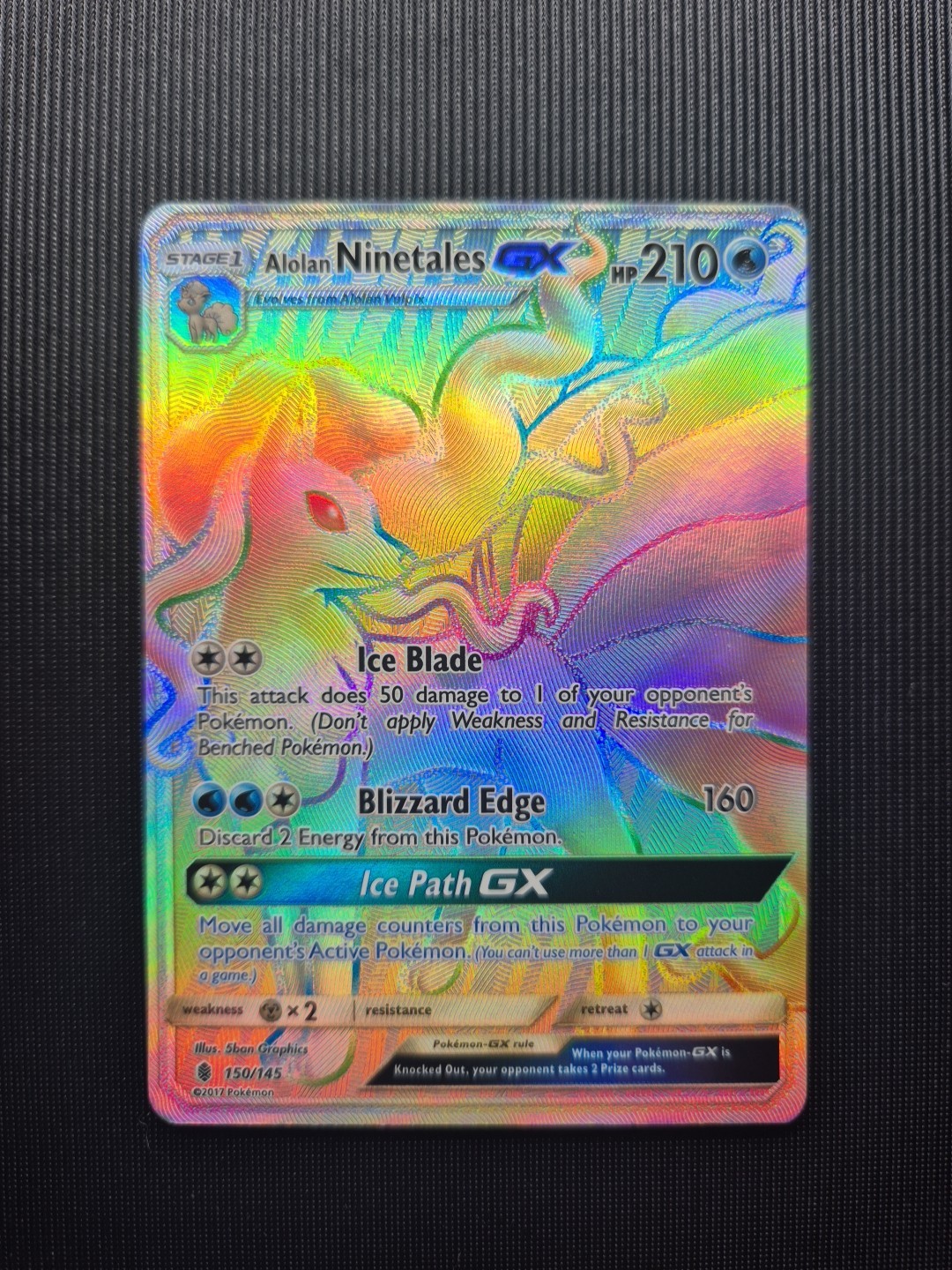 Alolan Ninetales GX Sun and Moon Guardians Rising NM 150/145 Pokemon Card