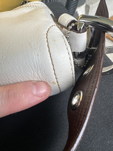 RARE Coach Mini Signature 8a05 Leather Silver White Shoulder Hobo Small Bag EUC - Picture 12 of 19